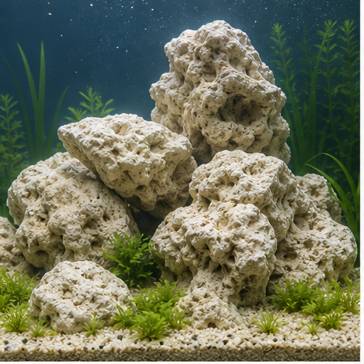 Aquarium d'eau dure alcaline avec roches calcaires