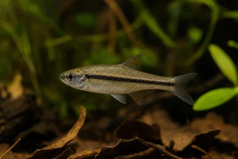 Nannaethiops unitaeniatus African tetra at a line